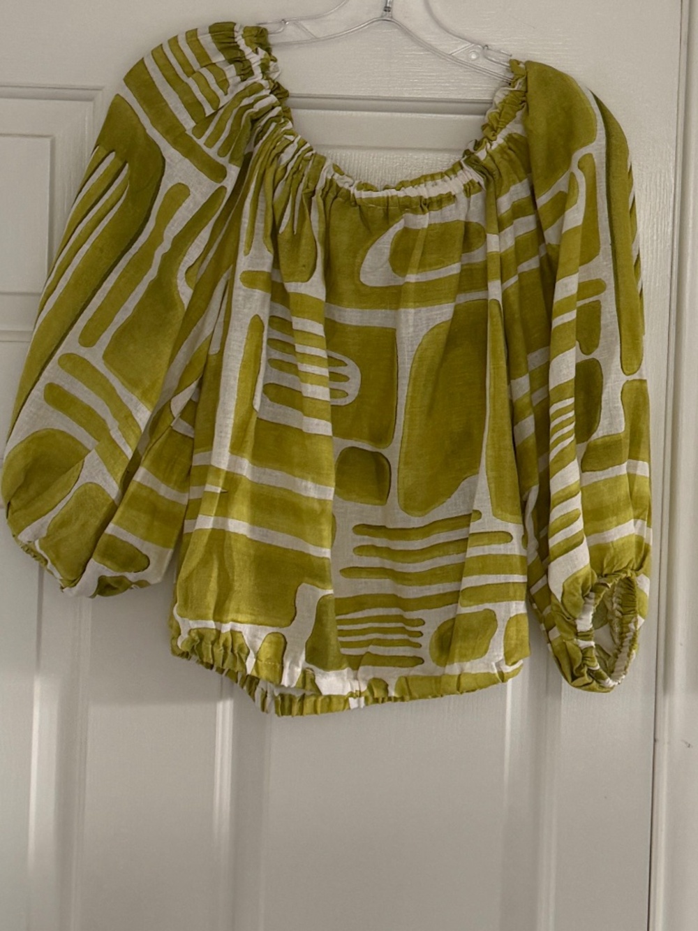Christian Siriano chartreuse linen blend top size small